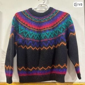 Vintage 80s Le Moda Women's M Multicolor Fair Isle Mohair Sweater